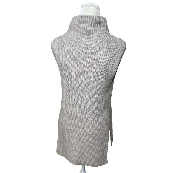 ARITZIA WILFRED XS Beige Oatmeal 100% Wool Sleeveless Sweater Vest Long Slits - Picture 2 of 13
